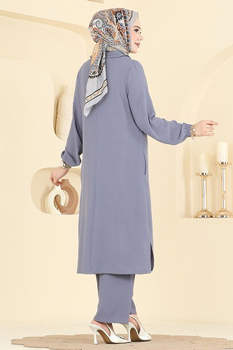 moda selvim طقم رمادي PL9223 - Thumbnail