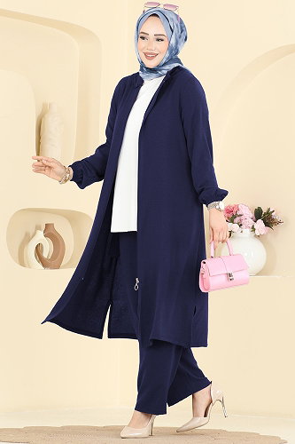 moda selvim طقم كحلي فاتح PL9223 - Thumbnail