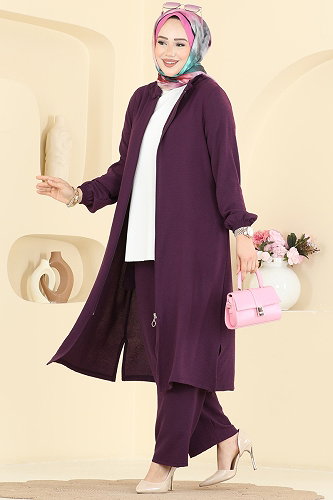 moda selvim طقم أرجواني PL9223 - Thumbnail