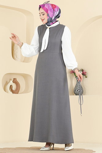 moda selvim طقم رمادي غامق & سكري PL9227 - Thumbnail