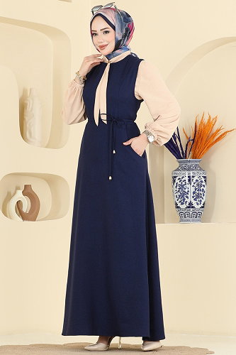 moda selvim طقم كحلي وبيج PL9227 - Thumbnail