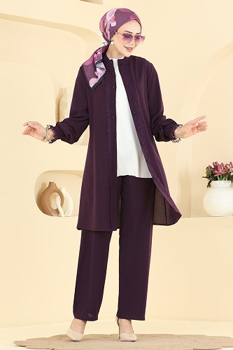 moda selvim طقم أرجواني PL9228 - Thumbnail