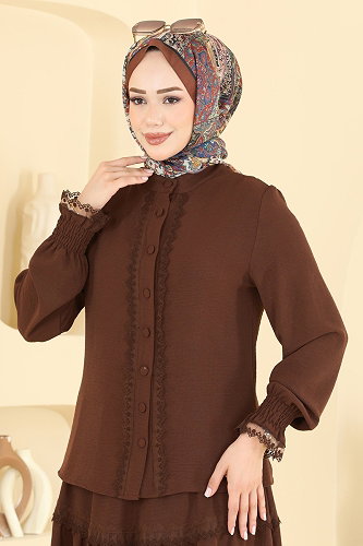 moda selvim طقم بني PL9229 - Thumbnail