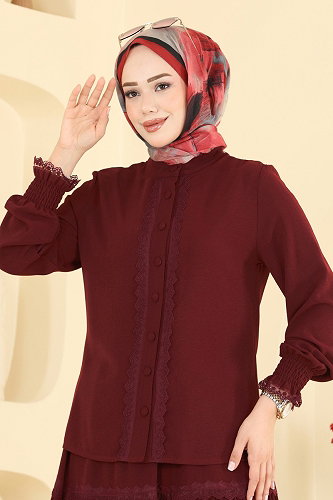 moda selvim طقم خمري PL9229 - Thumbnail