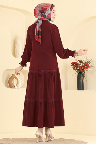 moda selvim طقم خمري PL9229 - Thumbnail