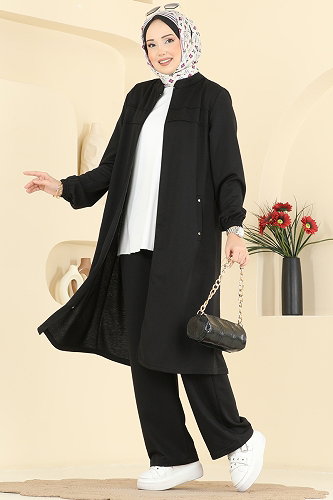 moda selvim طقم أسود PL9231 - Thumbnail