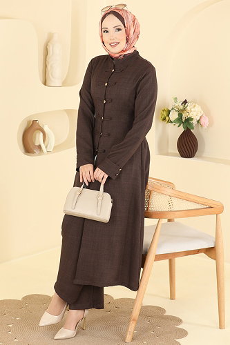 moda selvim طقم بني PL9232 - Thumbnail