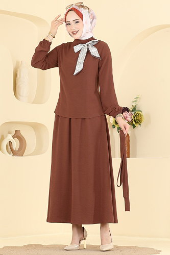 moda selvim طقم بني PL9234 - Thumbnail