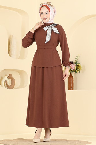 moda selvim طقم بني PL9234 - Thumbnail
