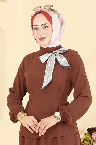 moda selvim طقم بني PL9234 - Thumbnail