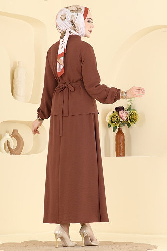 moda selvim طقم بني PL9234 - Thumbnail