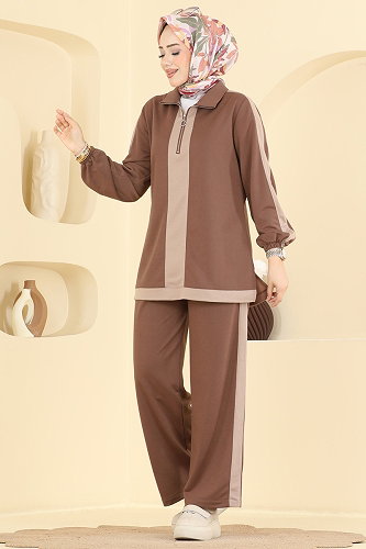 moda selvim طقم بيج وردي PL9243 - Thumbnail