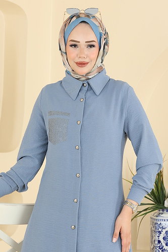 moda selvim Combined PL9249 Blue & Navy Blue - Thumbnail