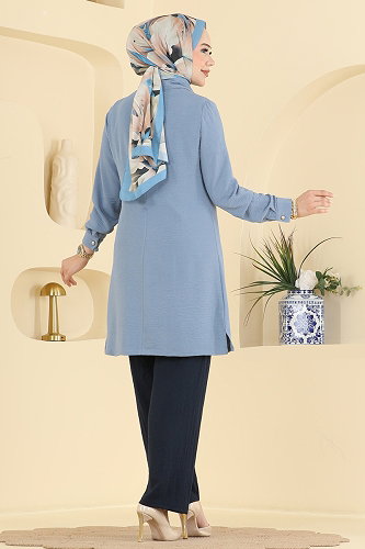 moda selvim Combined PL9249 Blue & Navy Blue - Thumbnail