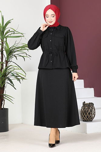 moda selvim طقم أسود TGE4080-M - Thumbnail