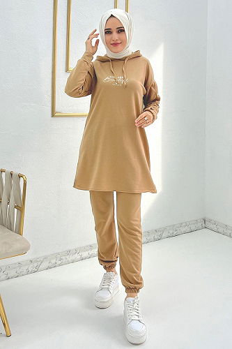 moda selvim طقم بيج ZNK5577-M - Thumbnail