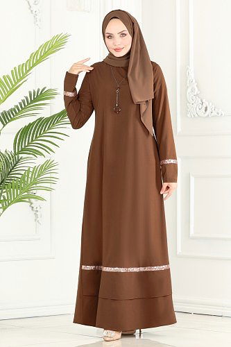 moda selvim Dress ASM2682 Brown - Thumbnail