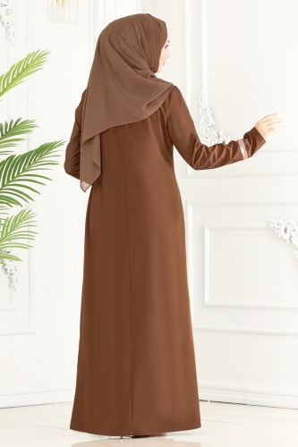 moda selvim Dress ASM2682 Brown - Thumbnail