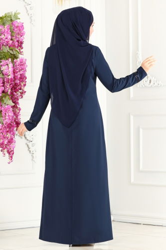 moda selvim Dress ASM2682 Navy Blue - Thumbnail