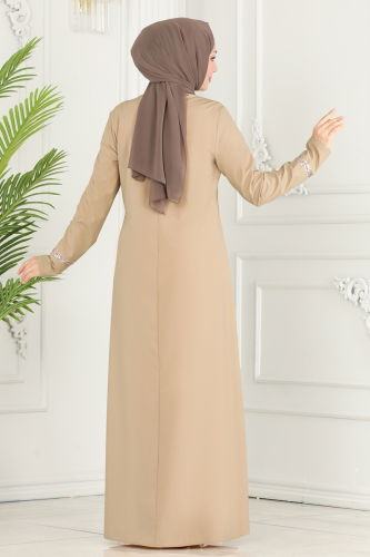 moda selvim Dress ASM2682 Latte - Thumbnail