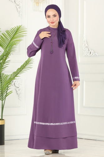 moda selvim Dress ASM2682 Lavender - Thumbnail