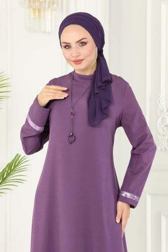 moda selvim Dress ASM2682 Lavender - Thumbnail