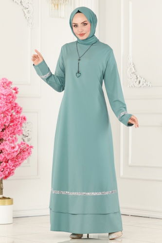 moda selvim Dress ASM2682 Light Mint - Thumbnail