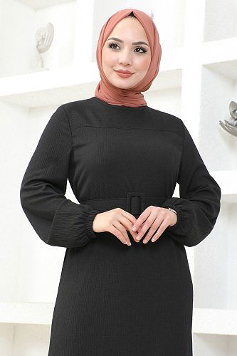 moda selvim Dress MSL206 Black - Thumbnail