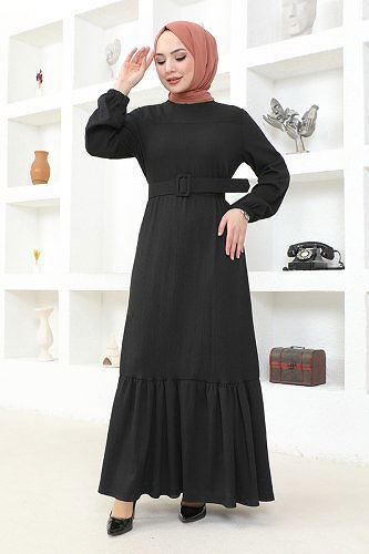 moda selvim Dress MSL206 Black - Thumbnail