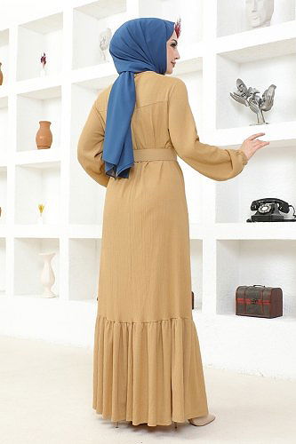 moda selvim Dress MSL206 Latte - Thumbnail