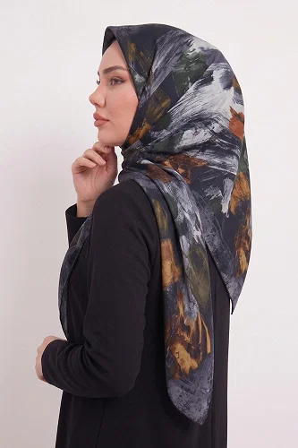 moda selvim Dalga Desen Eşarp Serisi 179AFV475 Taba - Thumbnail