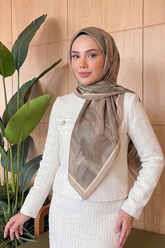 moda selvim Dalga Desen Soft Eşarp 521ERBK1201 Vizyon - Thumbnail