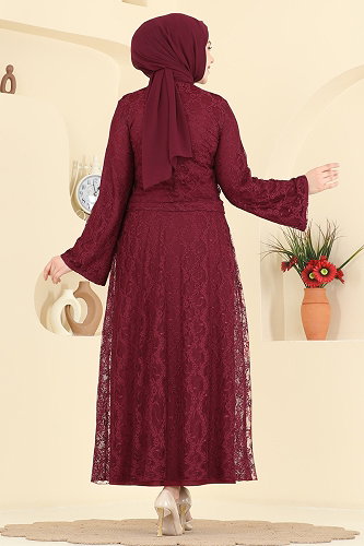moda selvim Dantel Detaylı 2 li Takım 6293BSK463 Bordo - Thumbnail
