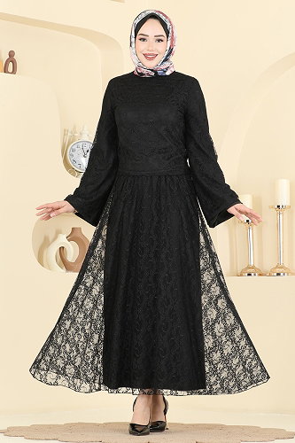 moda selvim Dantel Detaylı 2 li Takım 6293BSK463 Siyah - Thumbnail