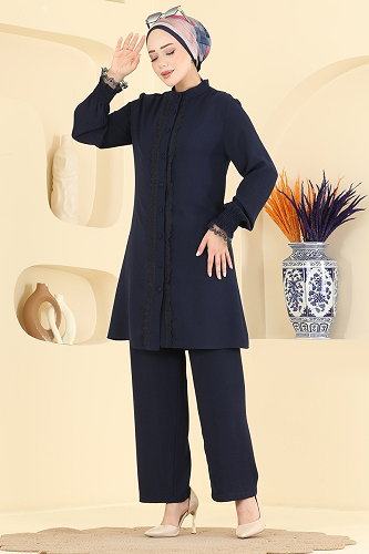 moda selvim Dantel Detaylı 2 li Takım PL9228 Laci - Thumbnail
