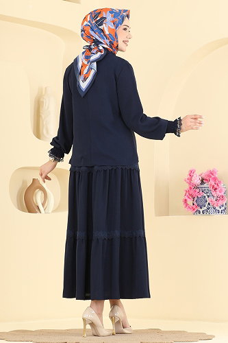 moda selvim Dantel Detaylı 2 Lİ Takım PL9229 Laci - Thumbnail