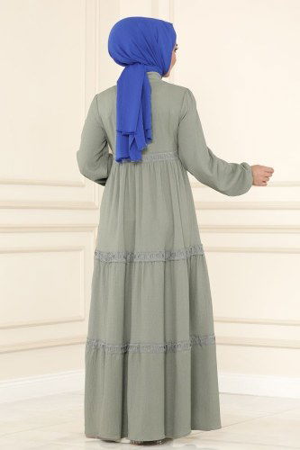 moda selvim Dantelli Bürümcük Elbise 5842BSK463 Mint - Thumbnail