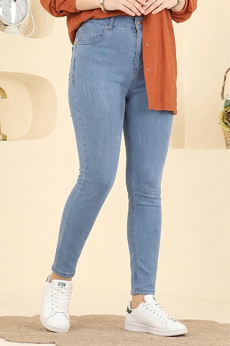 moda selvim Dar Kalıp Kot Pantolon 3330LD1070 Açık Kot - Thumbnail