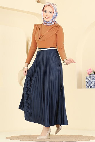 moda selvim Degaje Dökümlü Sandy Bluz 227BO429 Oranj - Thumbnail