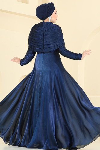 moda selvim Degaje Yaka Organze Abiye 5669DMNK1166 Laci - Thumbnail