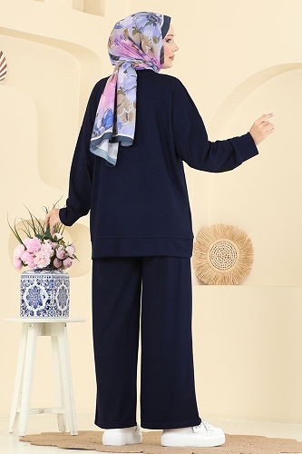 moda selvim Dekoratif Dikiş Detaylı Takım 3216HBS856 Laci - Thumbnail