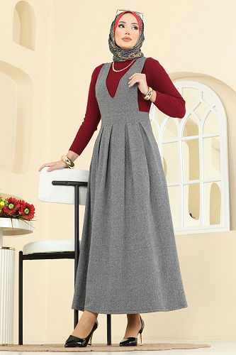 moda selvim Derin Yaka Balıksırtı Jile 22021UKBK1160 Gri - Thumbnail