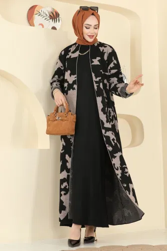 A.Y.D. - Desen Detaylı Elbiseli Takım 2768AYD574 Siyah