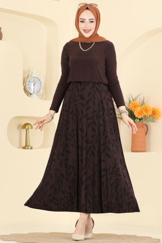 Z.N.N. - Desenli 2 li Etek Takım 5580ZNN863 Kahve