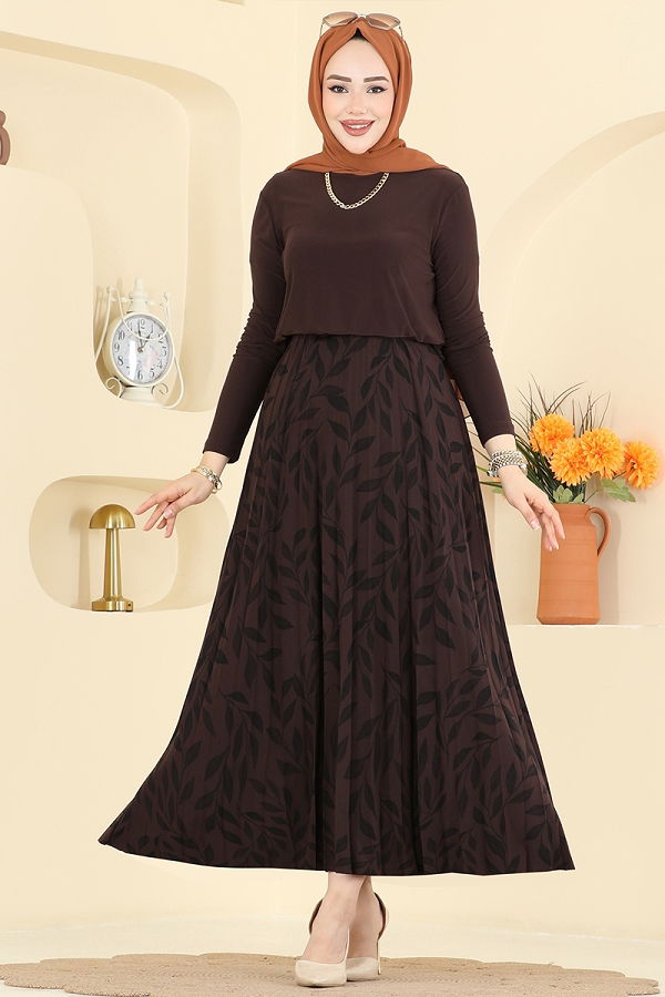 Z.N.N. - Desenli 2 li Etek Takım 5580ZNN863 Kahve