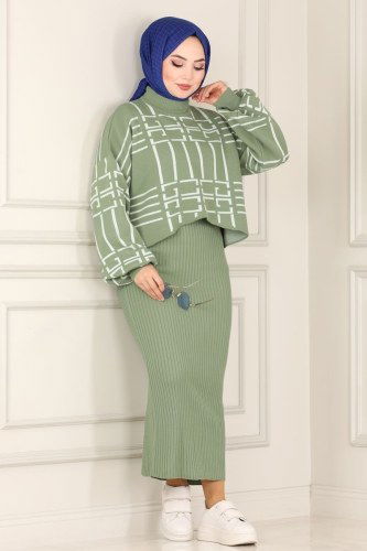 moda selvim Bolerolu Triko İkili Takım 129MT581 Mint - Thumbnail