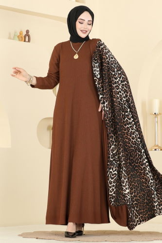 E.R.K. - Desenli Bürümcük Yelekli Takım 0350ERK1158 Desen 1 Kahve