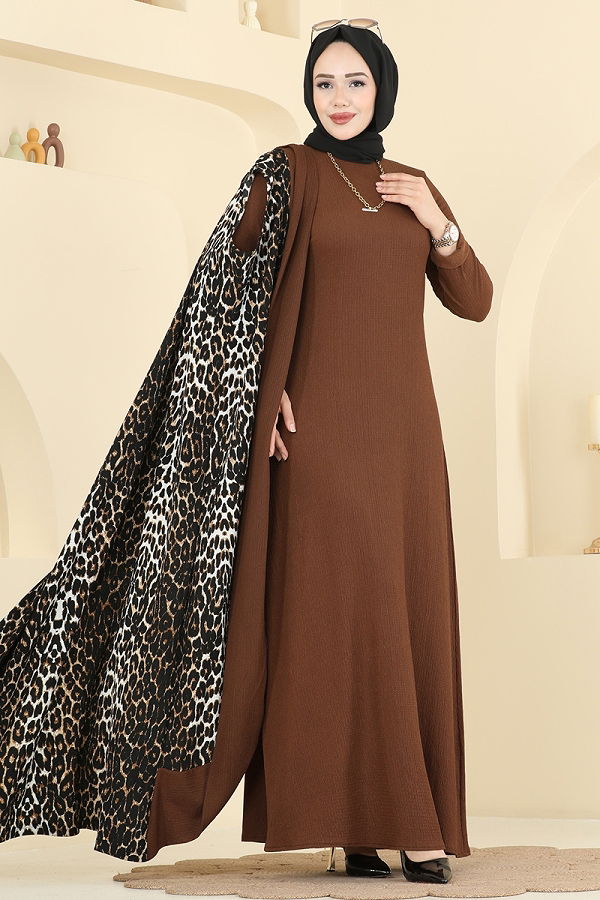 E.R.K. - Desenli Bürümcük Yelekli Takım 0350ERK1158 Desen 1 Taba