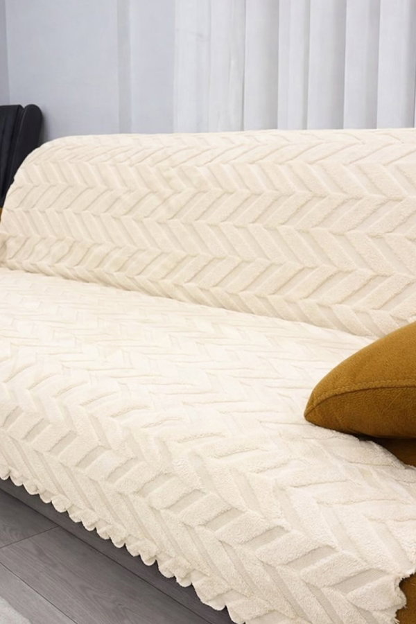 Modaselvim EV YAŞAM Desenli Çekyat Örtüsü 1023HB1195 Ekru