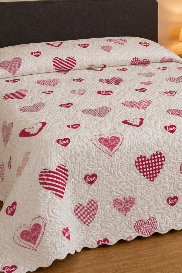 Modaselvim EV YAŞAM Desenli Çift Kişilik Pike 1043HB1195 Desen 1 Kırmızı